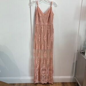 Altar'd State Blush Lace Maxi Dress